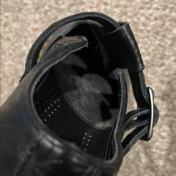 Vintage Dr. Martens Mary Jane Tooled Floral Black Leather Buckle Shoes Size 7 - Picture 5 of 12